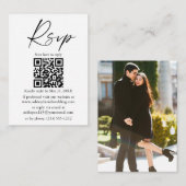 Carte D'accompagnement Encre de calligraphie Script Photo Mariage QR RSVP (Devant / Derrière)
