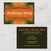 Carte D'accompagnement Énergétique Orange Mini Art Anniversaire Invitatio (Devant / Derrière)