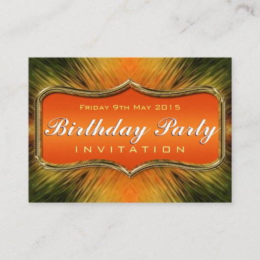Carte D'accompagnement Énergétique Orange Mini Art Anniversaire Invitatio (Devant)
