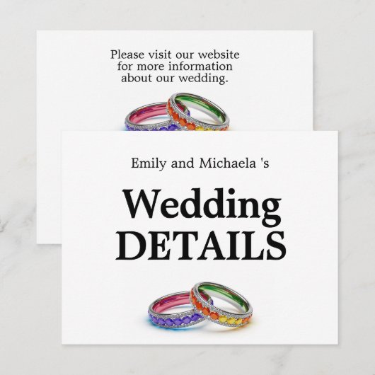 Carte D'accompagnement 🌈 Entrelacés dans la Fierté – Détails du Mariage (Devant / Derrière)