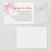 Carte D'accompagnement Enveloppement Baby shower Fille Bow Rose En Clair (Devant / Derrière)