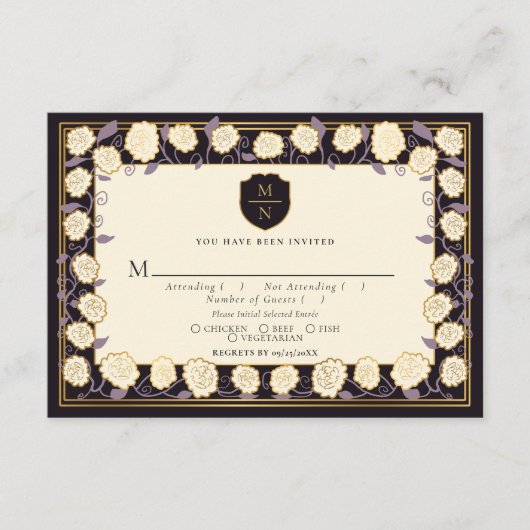 Carte D'accompagnement Epée & Bouclier Imaginaire médiéval Mariage RSVP (Devant)