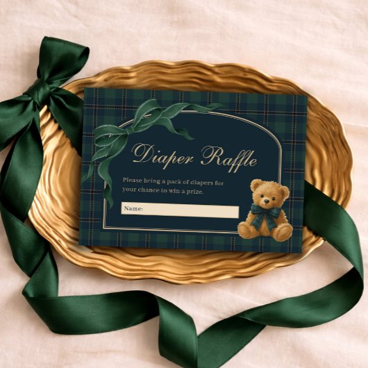 Carte D'accompagnement Equestrian Polo Plaid Teddy Bear Diaper Raffle