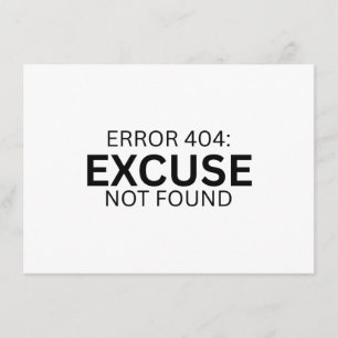 Carte D'accompagnement Erreur 404 Excuse Not Found Minimalist Typewriter 