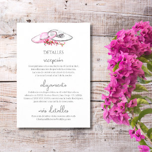 Carte D'accompagnement Espagnol, Tarjeta de Detalles Boda Hacienda Boho