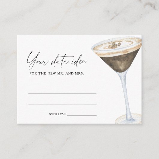Carte D'accompagnement Espresso Martini douche nuptiale Idées Date pot (Devant)