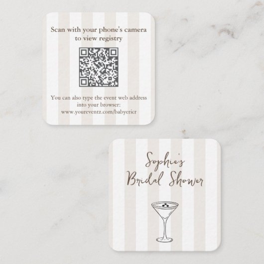 Carte D'accompagnement Espresso Martini Fête des mariées QR Code RSVP (Devant / Derrière)