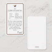 Carte D'accompagnement Espresso Martini Mini Cocktail Recipe Card (Devant / Derrière)