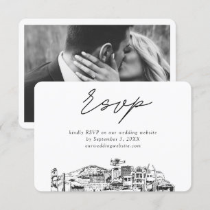 Carte D'accompagnement Esquisse minimaliste du Mariage d'ancrage RSVP
