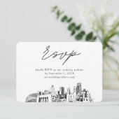Carte D'accompagnement Esquisse minimaliste Mariage Omaha RSVP (Debout devant)