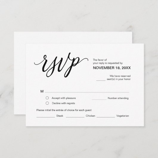 Carte D'accompagnement Esthétique moderne, Parti RSVP, Répondre (Devant / Derrière)