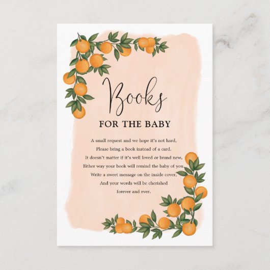 Carte D'accompagnement Eté Citrus Orange Greenery Livres pour bébé (Devant)