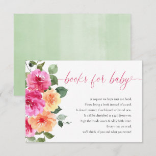 Carte D'accompagnement Été floral rose chaud orange Livres pour bébé