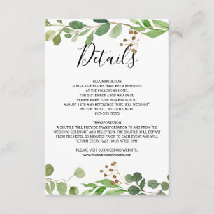 Carte D'accompagnement Eté prairie feuille Aquarelle Mariage Détails