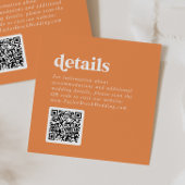 Carte D'accompagnement Été rétro | Détails du Mariage de code QR orange