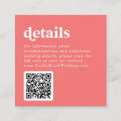 Carte D'accompagnement Été rétro | Détails du Mariage de code QR rose cha (Devant)