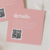 Carte D'accompagnement Été rétro | Détails du Mariage de code QR rose vif