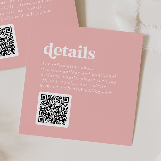 Carte D'accompagnement Été rétro | Détails du Mariage de code QR rose vif