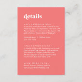 Carte D'accompagnement Été rétro | Détails du Mariage rose chaud (Devant)