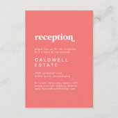 Carte D'accompagnement Été rétro | Réception de mariage rose chaud (Devant)
