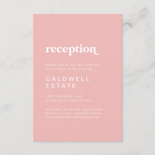 Carte D'accompagnement Été rétro | Réception de mariage rose vif (Devant)