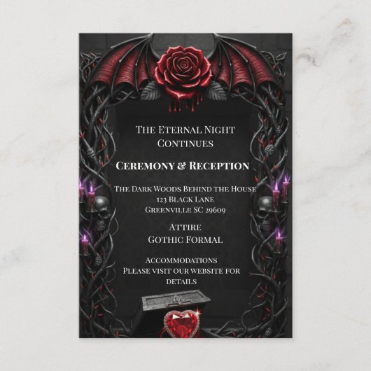 Carte D'accompagnement Eternal Night Gothic Vampire Wedding Dark Romance (Devant)