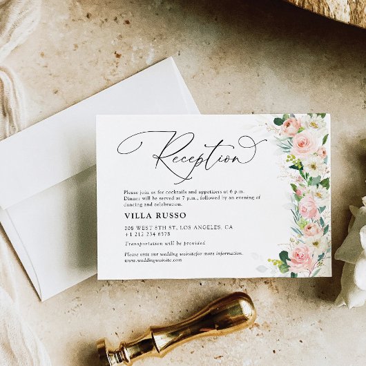 Carte D'accompagnement Ethereal Blush Rose Roes Mariage Réception