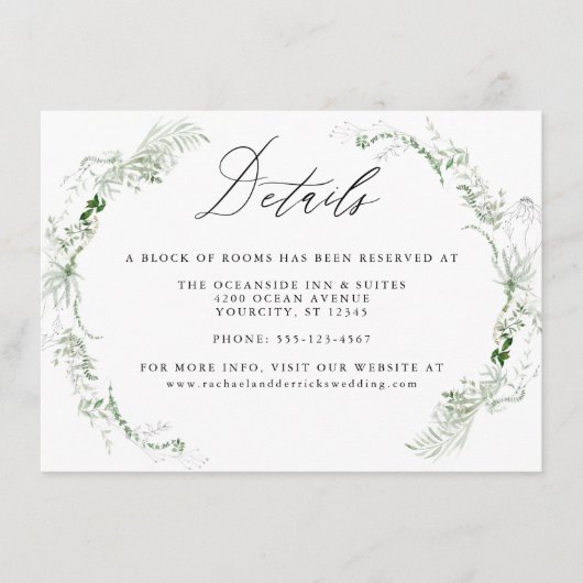 Carte D'accompagnement Ethereal Garden Greenery Botanical Mariage Détails (Devant)