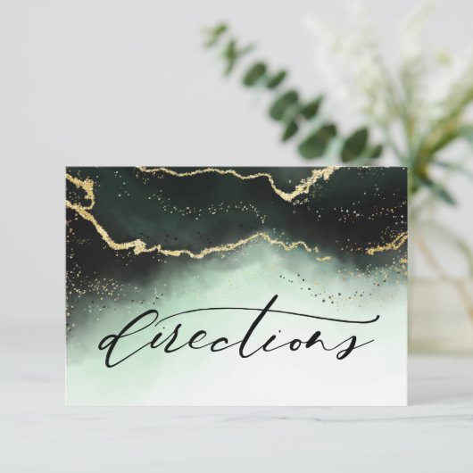 Carte D'accompagnement Ethereal Mist Ombre Emerald Mariage Directions (Debout devant)