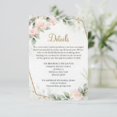 Carte D'accompagnement Ethereal rose Floral Rose Verdure Or Détails (Debout devant)