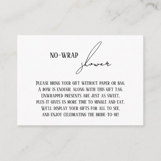 Carte D'accompagnement Étiquette cadeau moderne simple "douche sans embal (Devant)