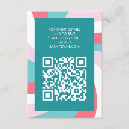 Carte D'accompagnement Étoile moderne de David QR Code Bar Bat mitzvah (Devant)