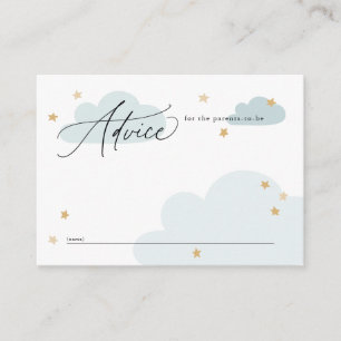 Carte D'accompagnement Etoiles et nuages Baby shower bleu Conseils