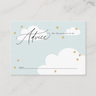 Carte D'accompagnement Etoiles et nuages Baby shower bleu Conseils