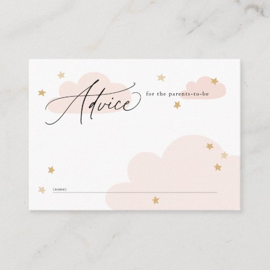 Carte D'accompagnement Etoiles et nuages Baby shower rose Conseils (Devant)
