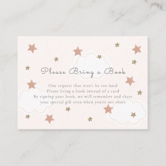 Carte D'accompagnement Étoiles et Nuages en Or Rose S'il Vous Plaît Appor (Devant)