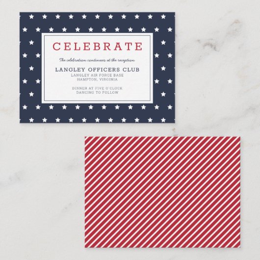 Carte D'accompagnement Étoiles et rayures Mariage militaire patriotique I (Devant / Derrière)