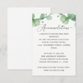 Carte D'accompagnement Eucalyptus Accommodations | Wedding Hotel Info (Devant / Derrière)
