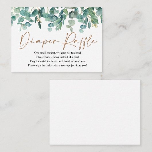 Carte D'accompagnement Eucalyptus Baby shower de verdure Déchets Raffle (Devant / Derrière)