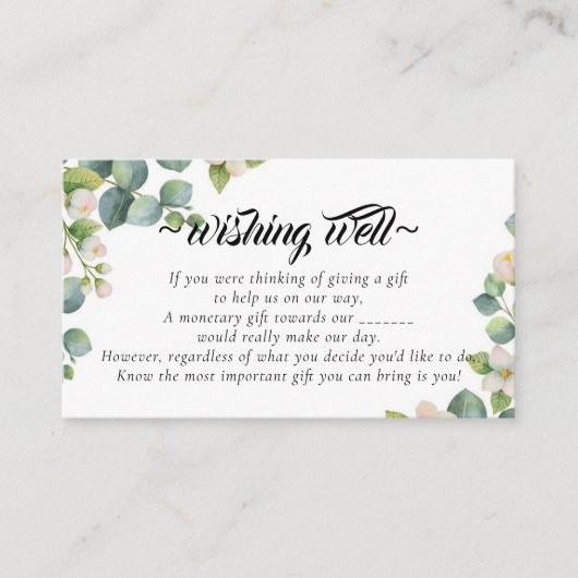 Carte D'accompagnement Eucalyptus Bloom Wishing Well for Mariage (Devant)