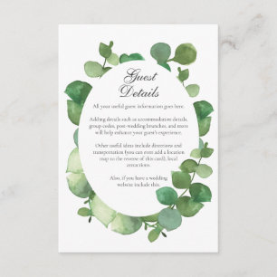Carte D'accompagnement Eucalyptus Boho Greenery Informations complémentai