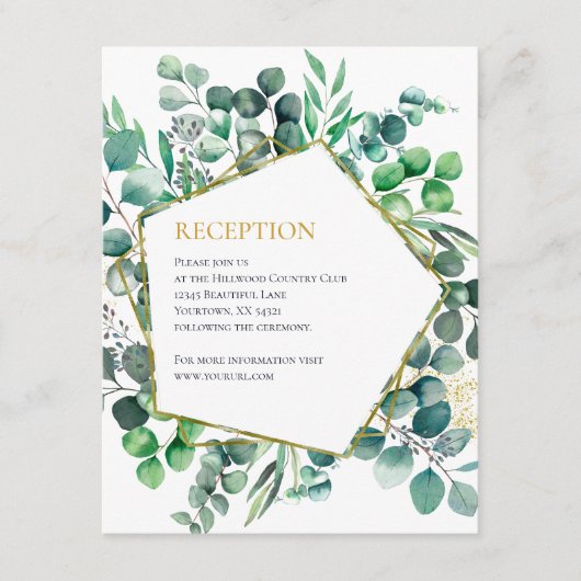 Carte D'accompagnement Eucalyptus Botanical Greenery Wedding Reception (Devant)