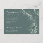 Carte D'accompagnement Eucalyptus Botanical Sage Mariage Hébergement (Devant)