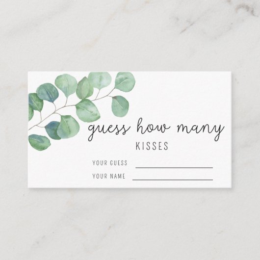 Carte D'accompagnement Eucalyptus - Devinez combien de baisers jeu de mar (Devant)