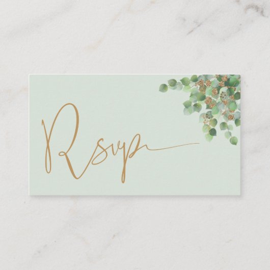 Carte D'accompagnement Eucalyptus Élégant Végétation Botanique Or QR RSVP (Dos)