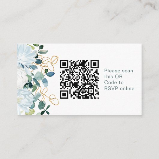 Carte D'accompagnement Eucalyptus et fleurs blanches QR Code en ligne RSV (Dos)
