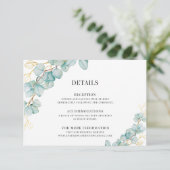 Carte D'accompagnement Eucalyptus et Gold Botanical Détails du Mariage (Debout devant)