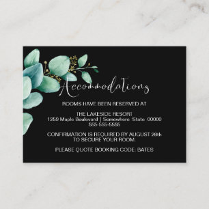 Carte D'accompagnement Eucalyptus Feuille Black Mariage Logement
