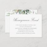 Carte D'accompagnement Eucalyptus Feuille Green Mariage Honeymoon Fund<br><div class="desc">De belles cartes de fonds mariages en lune de miel avec des eucalyptus à l'aquarelle et des feuilles d'or.</div>