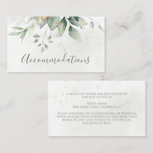 Carte D'accompagnement Eucalyptus Feuille Verdure Mariage Hébergement